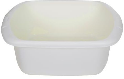 Small Rectangular Washing Up Bowl Dish Washing Washtub, Durable Plastic, Volume: 7 Liter, Size: 32 x 28 x 13 cm, Colors: Black, Brown, Silver, Cream (Cream)