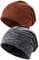 Kiiwah 2 Stück Beanie Mütze für Herren und Damen Streifen Slouch Unisex Stricken Beanie für den Frühling, Herbst und Winter (Schwarz Braun)