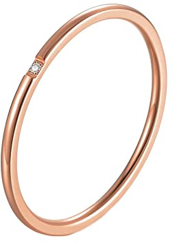 Beydodo Edelstahl Ring Damen, Ring Personalisiert Schmal 1MM mit Zirkonia Partnerring Gold Silber Rosegold Ring für Frauen