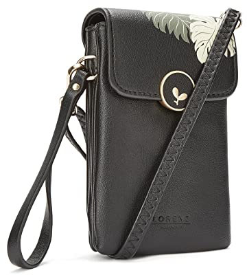Woodland Leathers Crossbody Bags for Women, Small Cell Phone Purse crossbody phone bag Faux Leather Mobile Phone Bag Card Holder Mini Shoulder Bag Wallet with Adjustable Strap (Black)