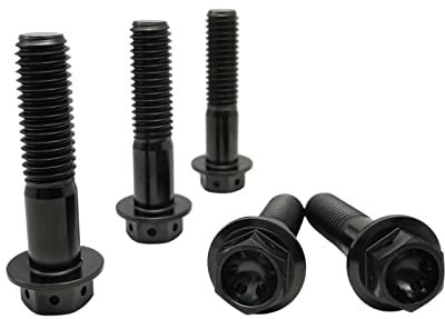 RISON Titanium Bolzen M10x1.25x30mm Titan Flansch Schrauben TC4 Titan Schrauben Sechskantschraube Schwarz GR5 Titan Bolzen 5 Stück