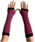 AUSUAYA Gestreifte Handschuhe, lang, fingerlos, gestrickte Armstulpen für den Winter, für Punk, Rock und Cosplay, Gothic, Halloween-Party, GB-WM-S-G5, Rosa und Schwarz gestreift, One size