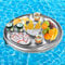 Idota Getränkehalter Pool, 2 in1 Getränke und Snackhalter 8 Löcher Große Aufblasbarer Getränkehalter 70x50 cm Poolbar Schwimmende Coasters für Schwimmbad Party Wasserpark Strand Mottoparty - Grau