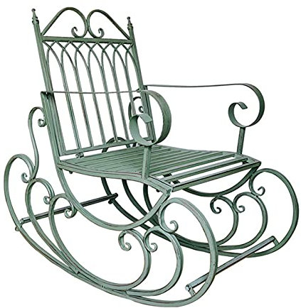 Outdoor-Gartenbank, Terrassenschaukelstühle mit antikbraunem Finish, Outdoor-Garten-Metall-Eisen-Schaukelstuhl, mit Schnörkel-Design, Terrassenbank, für Innenhöfe, Pools, Rasenflächen, Balkone und