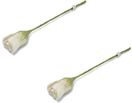 Én Gry & Sif Filzblumen Tulpen (2 Stück) - handgemachte Kunstblumen aus Filz - Frühling - Filzblüten - Trockenblumen - handgemacht (weiße Tulpen)