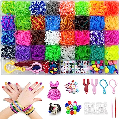Nutabevr 2500 Loom Bänder Set,40Gitter Kunststoff Gummibänder Kit 32 Farben Loops Gummis mit Zubehör,Gummibänder zur Herstellung farbiger Armbänder,DIY Halsketten Bastelarbeiten