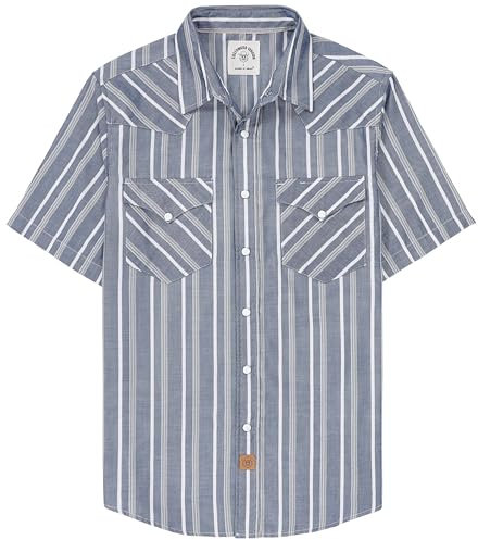 Dubinik® Fibre De Bambou Chemise Homme Manches Courtes Casual Fermeture à Pression Cowboy Vintage Western Chemisette Homme