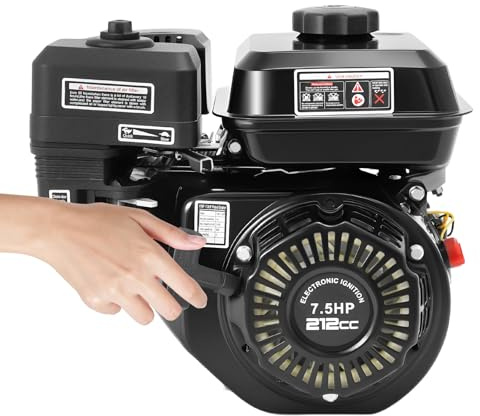 YUNLAIGOTOP 4-Stroke 7.5HP Gas Engine, 212CC Pull Start Single Cylinder OHV Gasoline Engine with Air Cooling, Gas Engine for Compressor & Scarifier & Lawnmower & Pump, GX160/170F