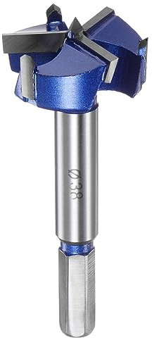 sourcing map Forstner Drill Bit 38mm (1-1/2) Tungsten Carbide 3 Flutes Boring Forstner Bit for Hinge Wood Hole Drilling Woodworking