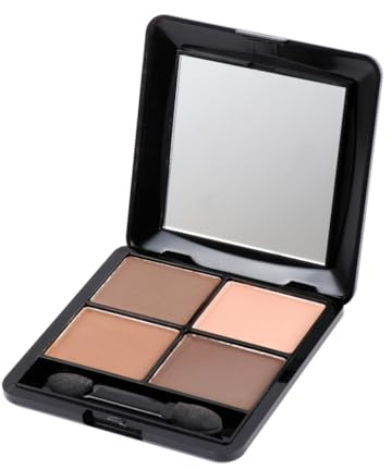 FRCOLOR Lidschatten Palette 4 Farben Elegantes Braun mit Spiegel und Schwamm Seidig Glänzende Textur für Party Hochzeits Freizeit Make Up Professioneller Lidschatten