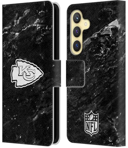 Head Case Designs Offizielle NFL Marmor Kansas City Chiefs Artwork Leder Brieftaschen Handyhülle Hülle Huelle kompatibel mit Samsung Galaxy S24 5G