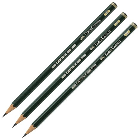 Faber-Castell 119002 - Bleistift Castell 9000, Härtegrad 2B, 1 Stück (Packung mit 3)