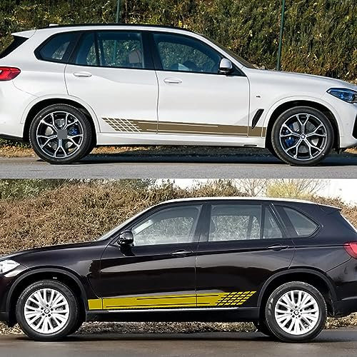 Karosserie Kofferraum Dekoration Aufkleber Taille Linien Aufkleber Tür Seitendekor Aufkleber für BMW X5 F15 E70 E53 G05,D-Yellow