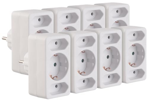revolt 3er-Steckdose: 8er-Set Dreifach-Steckdosen mit integrierter Kindersicherung, 230 Volt (Elektro-Steckdose, Adapter Mehrfachsteckdose, Steckdosenleiste)