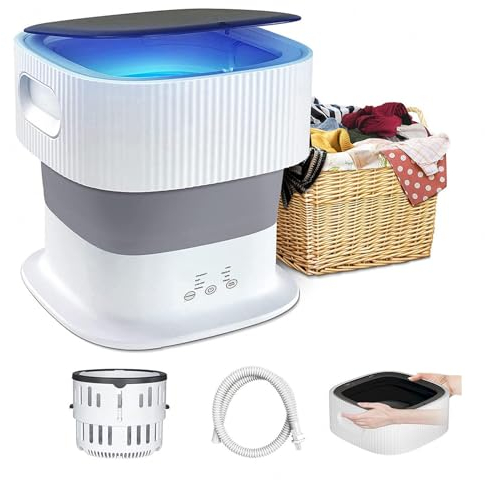 Minilavadoras Portatiles , Mini Lavadora Plegable 9L Con Spin Dry,Entrada Y Salida Automática De Agua , Minilavadoras Portatiles para Ropa Interior de Bebé Calcetines