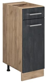 Vicco Küchenunterschrank R-Line, Schwarz Beton, 30 cm ohne Arbeitsplatte