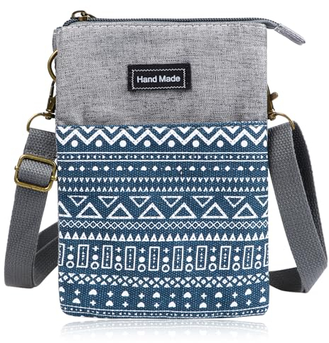 Handytasche zum Umhängen Damen Handy Umhängetasche Mini Crossbody Schultertasche Brieftasche mit verstellbarer Riemen (Blau)