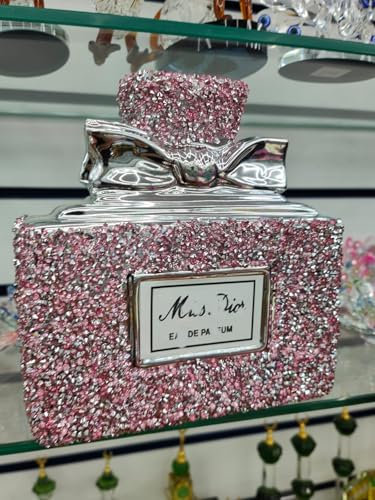 Biznest Crushed Diamond Sparkly Perfume Bottle Ornament Shelf Sitter MD Home Decor Best For Gift Luxury (Pink)