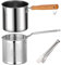 Wok Wok Fryer Fryer Frittyer mit Korb und Zungengriff Edelstahl Fritteusen unbeschichtete Weitmund-Mund-Rutsch-Mehrzweck-Mini-Friteuse