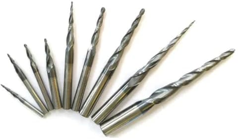 Pangyoo 1PCS 3,175mm 6mm 8mm Schaft Hartmetall Spirale Kegel Ball Nase Ende Mühle 2 Flöten Router bit Holzbearbeitung CNC 2D 3D Carving Bits Holz Fräser(R1.0xD4x15x50L)