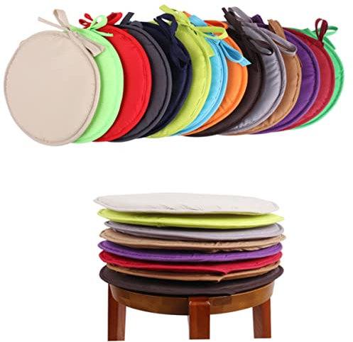 MOLUCKFU Rundes Sitzkissen 30cm Durchmesser Verdicktes Schwammsitzkissen Mit Riemen Für Stühle Zuhause Büro Restaurant