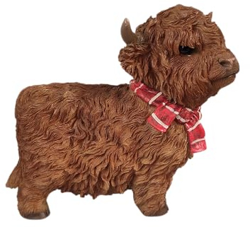 Vivid Arts - Highland Cow - Standing Ornament with Red Scarf