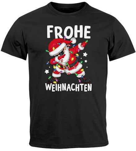 MoonWorks® Herren T-Shirt Frohe Weihnachten Aufdruck Weihnachtsmann Santa Weihnachtsshirt Männer