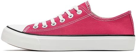 Chaussures basses en toile pour femme et homme - Baskets classiques à lacets - Chaussures de tennis décontractées, Rose pêche, 41 1/3 EU