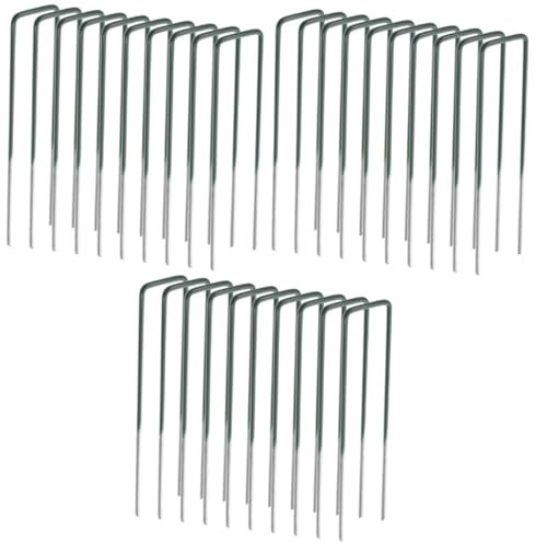 SUPVOX 3sets Coated Garden Nails Tent Poles Ground Stakes Link Tent Pegs Hooks Drillable Tent Stakes Cage Ground Anchor Rebar Chain Rock Pegs Patches for Anchors Tarp Stakes Gazebo 10pcs*3