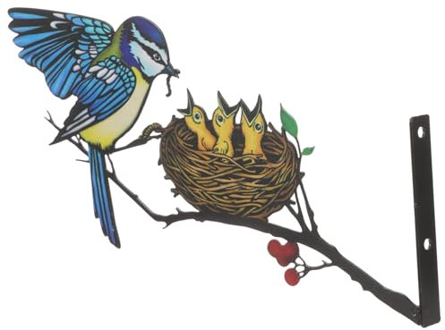 IWOWHERO Vogel Wandkunst Metall Outdoor Rustikale Vogelstatue Pfahl Garten Hof Eisen Baum Vögel