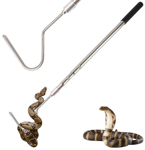 Smarkey Snake Hook, Snake Grabber Tool Heavy Duty with 42 Inch Extensible Stainless Steel, Snake Tongs Stick for Rattlesnake, Copperhead Snake, Ball Python, Rattle, Cobra, Corn, Rosy Boas