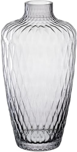 Leonardo Home Giulia Vase • 1 Stück • Blumenvase aus grauem Glas • ⌀5,2 cm • Stilvolle Vase mit haptischer Optik • Glasvase für kreative Blumensträuße • Zeitloses Design • Höhe 28 cm • grau • 055286