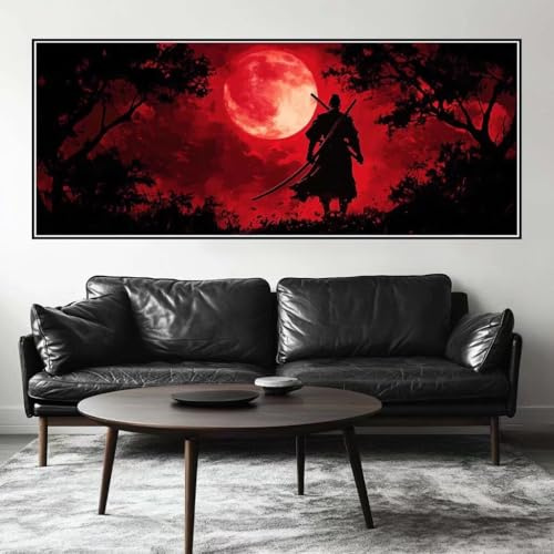 Peinture Numero Adulte Chine Grand Format 100 X 40 cm, DIY Samouraï Peinture Numero Enfant avec Pinceaux, Pigment Acrylique, Peinture par Numero Adulte Kit, Décoration Murale Cadeau (Sans Cadre) -H777