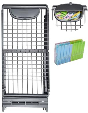 Jardin202 - Tendedero Plegable con Ruedas de Resina con 21m de Tendido Clips para Perchas y Cierre de Seguridad Incluye Cajón para Pinzas | (Gris Perla)