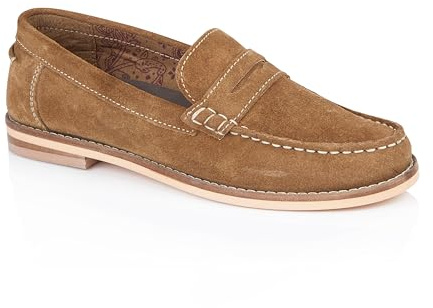 Silver Street London Ellie Premium Suede Leather Women's Loafers & Moccasins Extra Padded Breathable Summer Shoes for Women Comfortable Moccassins Slip On Flats, Tan, UK 4