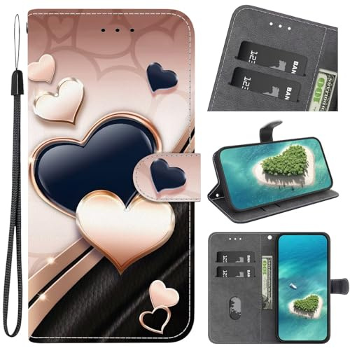 Custodia per Xiaomi Redmi Note 14 4G, antiurto in TPU custodia premium in pelle PU portafoglio [RFID blocco] [slot per schede] protezione cover per Xiaomi Redmi Note 14 4G, amore