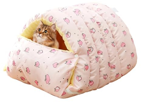 Syengery Lit Douillet pour Chat D Hiver | Tente de Sommeil Amovible et Lavable,Lit Cabane pour Semi-Fermé Lavable | pour Chiot Toutes Saisons Intérieur Extérieur Maison Chambre Salon Voyage