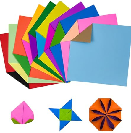 TAKONE Origami Papier Zweifarbig 10 Neonfarben Bastelpapier für Falten | 70 Blatt 10 Neonfarben zweifarbiges Origami Papier 20x20 cm