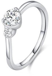 Ayoiow Hochzeitsringe Weissgold 585 für Damen, 0.5ct Labordiamant 2 Steine Weissgold Ring Gold für Sie, 14 Karat Weißgold Größe 47 (15.0)