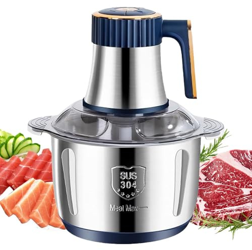 500W Meat Grinder Electric Meat Chopper, 5L Stainless Steel Food Chopper with 6 Blades, 40000RPM Multi-Functional Food Processor for Meat, Salad, Fruit, Vegetables