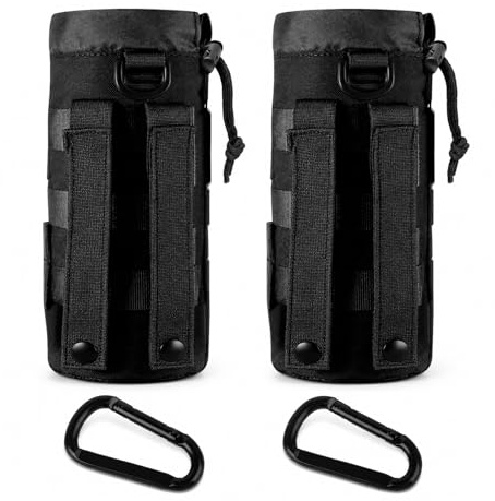 2 Stück Flaschenhalter Rucksack,Mit Kordelzug,Inklusive 2 Karabinerhaken | Gürtel Flaschenhalter,Flaschenhalter Gürtel Für Molle Trinkflaschenhalter Gürtel,Für Outdoor Camping Wandern Jagd