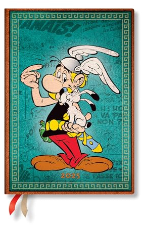 Paperblanks 12-Monatskalender 2025, Asterix der Gallier, Midi, Horizontal, Elastikband-Verschluss