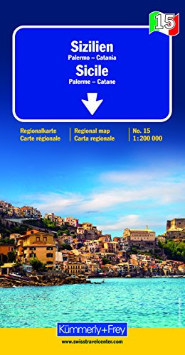 Sizilien: Palermo-Catania. Regionalkarte Nr. 15. Massstab 1:200000 (Kümmerly+Frey Regional-Strassenkarte)