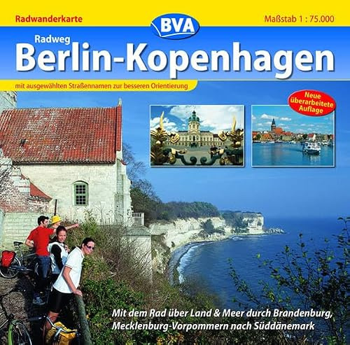Quadrat-Spiralo BVA Radweg Berlin-Kopenhagen Mit dem Rad über Land & Meer durch Brandenburg, Mecklenburg-Vorpommern nach Süddänemark Radwanderkarte ... ausgew. Straßennamen z. besseren Orientierung