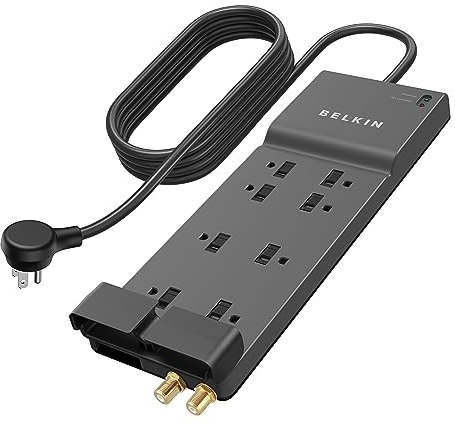Belkin 8-Outlets Surge Suppressor 8AC Outlet(s) 125V 3.6m Negro limitador de tensión - Regleta (3390 J, 8 Salidas AC, 1875 W, 3,6 m, Negro, 58 dB)