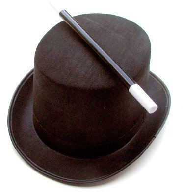 Chapeau et baguette du magicien junior