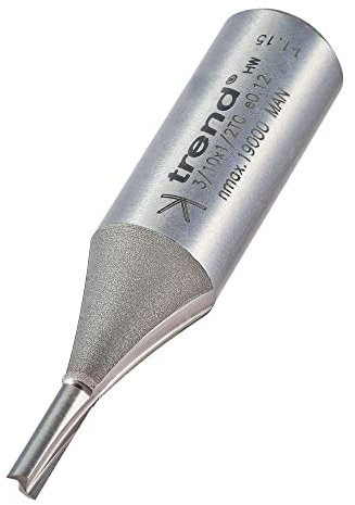 Trend Professional Straight Two Flute Router Cutter Bit, 1/2 Inch Shank, 3.2mm Cut Diameter, Tungsten Carbide Tipped, 3/10X1/2TC