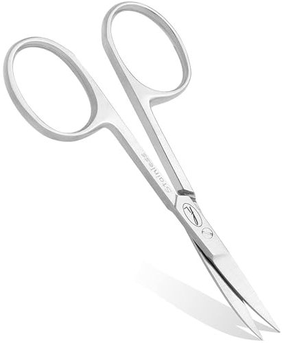 Fine Lines - Thin Stainless Steel Curved Scissor for Women & Men - Silver Manicure Scissors for Nails, Cuticle & Hair Trimming - Suitable for Manicure, Pedicure, Hair & Beard Grooming
