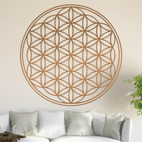 Kiwistar Blume des Lebens - Baum Wandtattoo in 6 Größen - Wandaufkleber Wall Sticker - Dekoration, Küche, Wohnzimmer, Schlafzimmer, Badezimmer (20 x 20 cm, 81_Hellbraun)