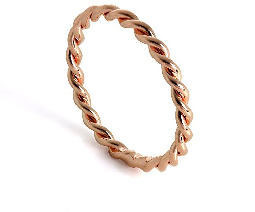 jewellerybox Rotgold getaucht Sterlingsilber Gedrehtes Seil Stapelring Größe 60 (Erhältlich 46-67)